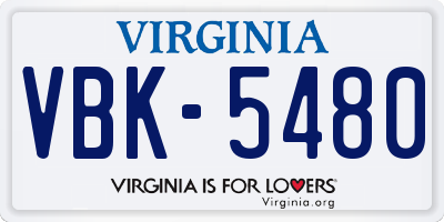 VA license plate VBK5480
