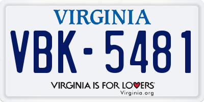 VA license plate VBK5481