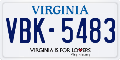 VA license plate VBK5483