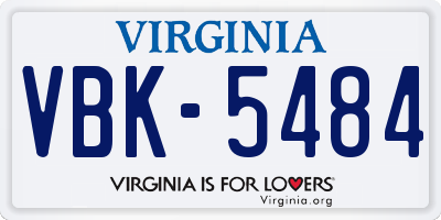 VA license plate VBK5484
