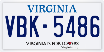 VA license plate VBK5486