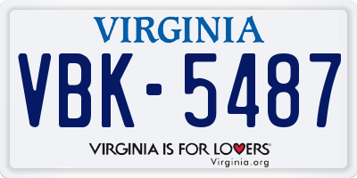 VA license plate VBK5487