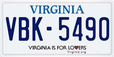 VA license plate VBK5490