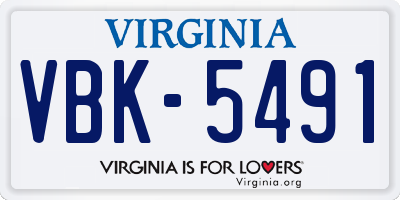 VA license plate VBK5491