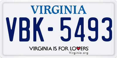 VA license plate VBK5493