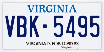VA license plate VBK5495