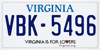 VA license plate VBK5496