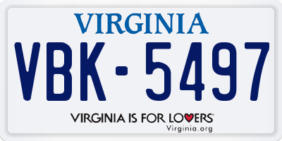 VA license plate VBK5497