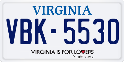 VA license plate VBK5530