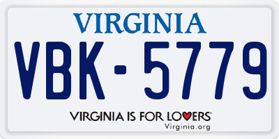VA license plate VBK5779