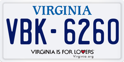 VA license plate VBK6260