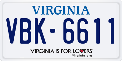 VA license plate VBK6611