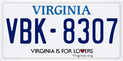 VA license plate VBK8307