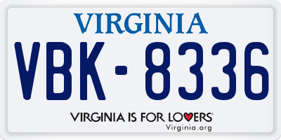 VA license plate VBK8336