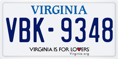 VA license plate VBK9348