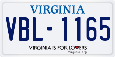VA license plate VBL1165