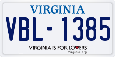 VA license plate VBL1385