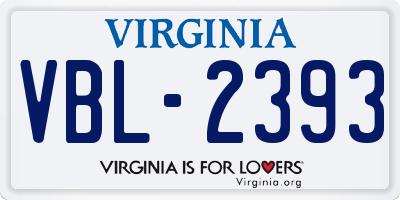 VA license plate VBL2393