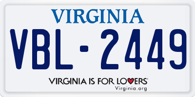 VA license plate VBL2449
