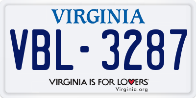 VA license plate VBL3287