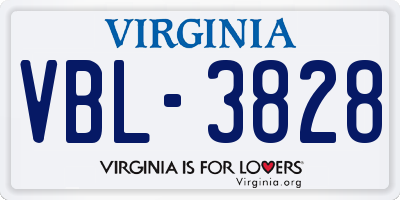 VA license plate VBL3828