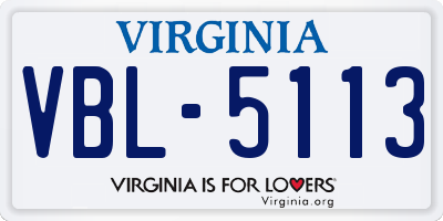 VA license plate VBL5113
