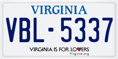 VA license plate VBL5337