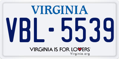 VA license plate VBL5539