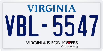 VA license plate VBL5547