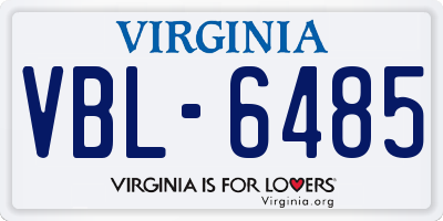 VA license plate VBL6485