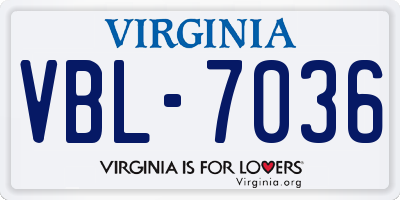 VA license plate VBL7036