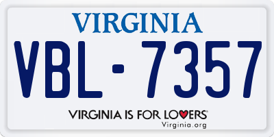 VA license plate VBL7357