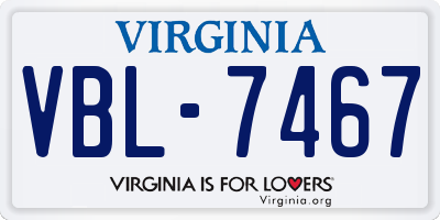 VA license plate VBL7467