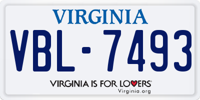 VA license plate VBL7493