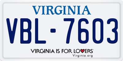 VA license plate VBL7603