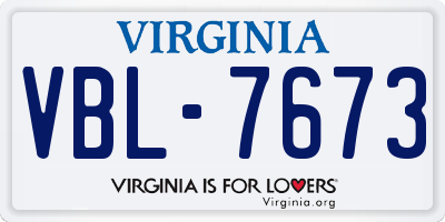 VA license plate VBL7673