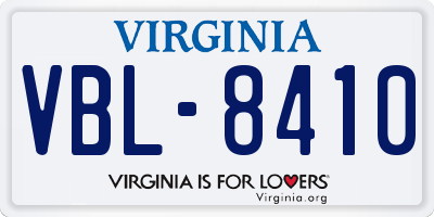 VA license plate VBL8410