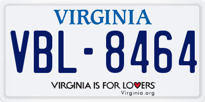 VA license plate VBL8464