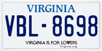 VA license plate VBL8698