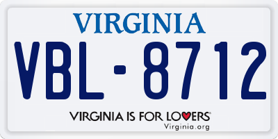 VA license plate VBL8712