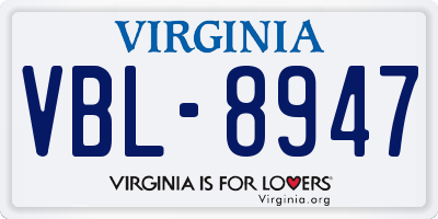 VA license plate VBL8947