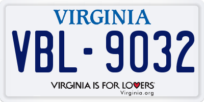 VA license plate VBL9032