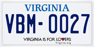 VA license plate VBM0027