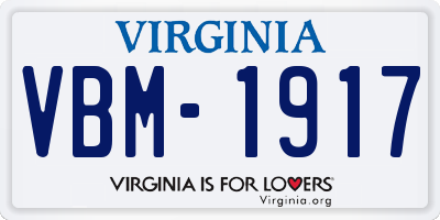 VA license plate VBM1917