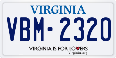 VA license plate VBM2320