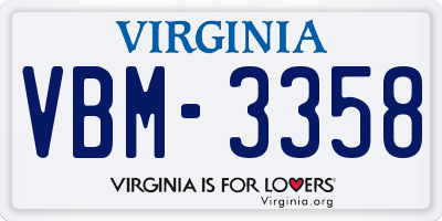 VA license plate VBM3358
