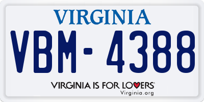 VA license plate VBM4388