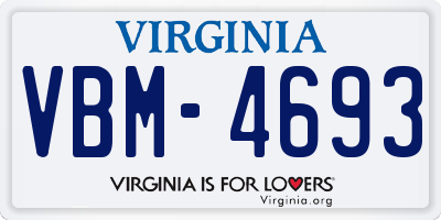 VA license plate VBM4693