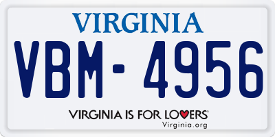 VA license plate VBM4956