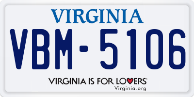VA license plate VBM5106